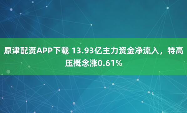 原津配资APP下载 13.93亿主力资金净流入，特高压概念涨0.61%